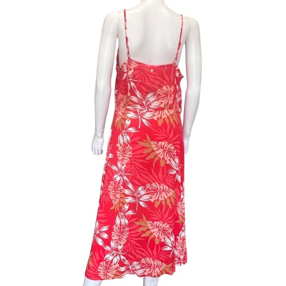 Roxy Land Of Life Burnt Orange Floral Midi Eco-Friendly Dress Womens Size XL - Picture 2 of 8